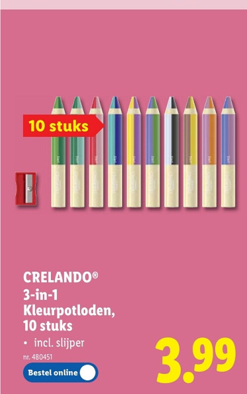 3-in-1 Kleurpotloden, 10 stuks