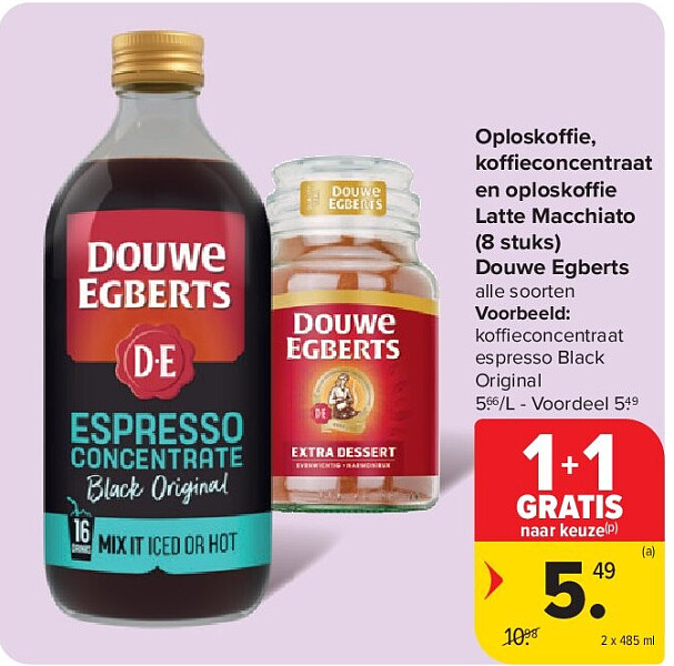 Oploskoffie, koffieconcentraat en oploskoffie Latte Macchiato (8 stuks) Douwe Egberts