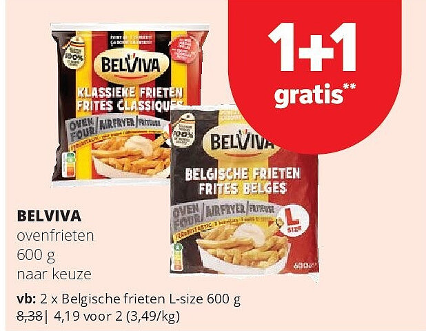 BELVIVA Belgische frieten L-size 600 g