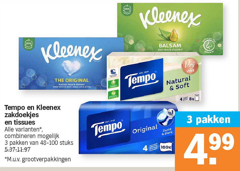 Tempo en Kleenex zakdoekjes en tissues