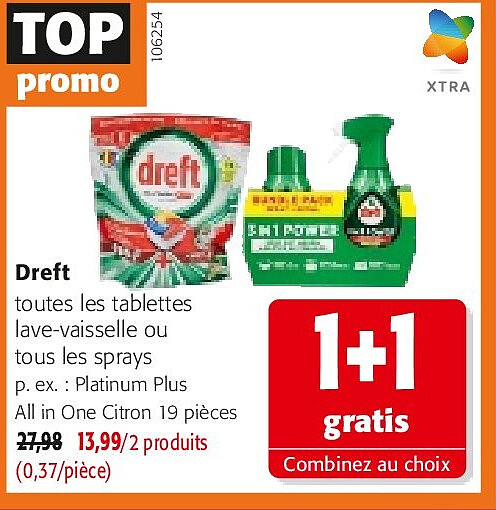 Dreft Platinum Plus All in One Citron 19 pièces