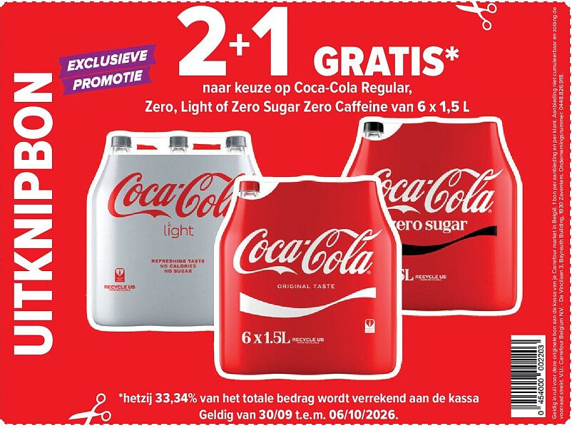 Coca-Cola Regular, Zero, Light of Zero Sugar Zero Caffeine van 6 x 1,5 L