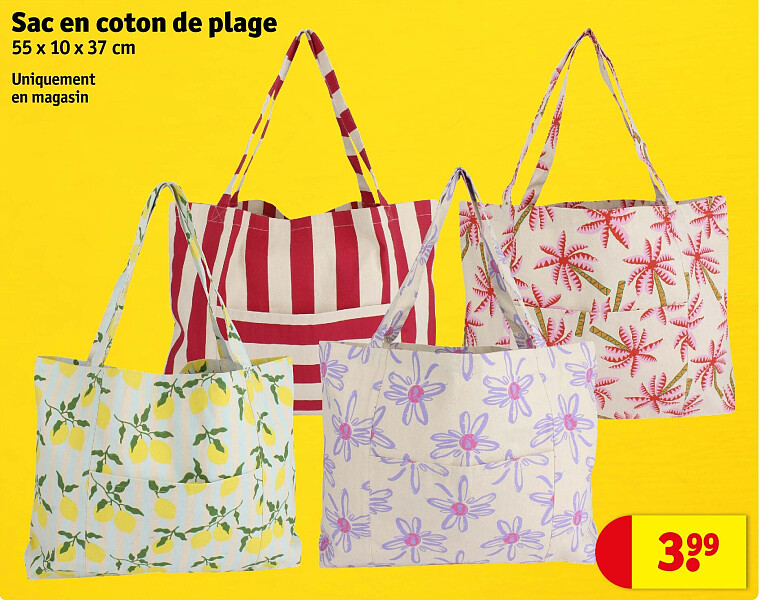 Sac en coton de plage 55 x 10 x 37 cm