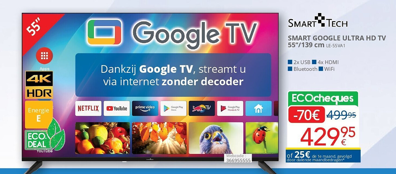 SMART GOOGLE ULTRA HD TV 55’’/139 cm LE-55VA1