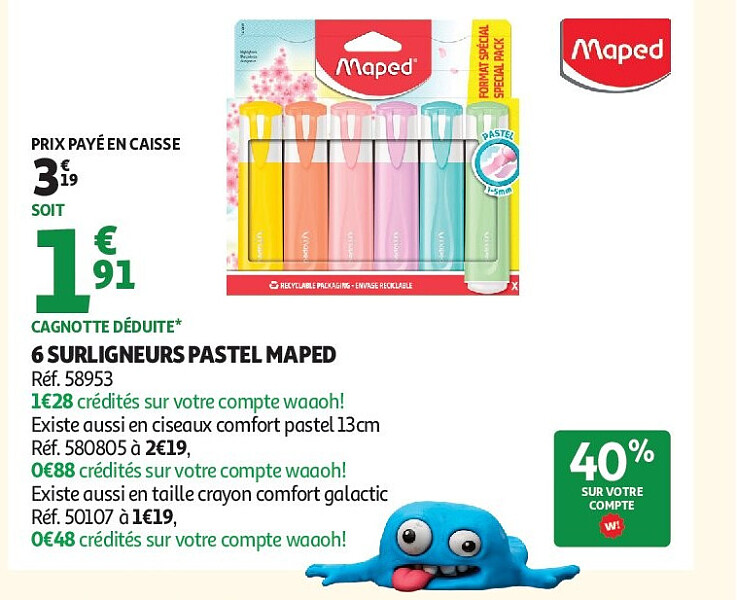 Ciseaux confort pastel Maped 13 cm