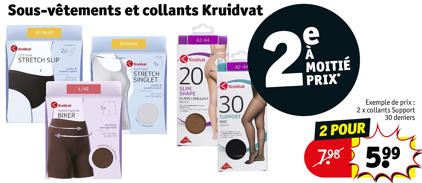 Sous-vêtements et collants Kruidvat 2 POUR