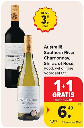 Australië Southern River Chardonnay, Shiraz of Rosé