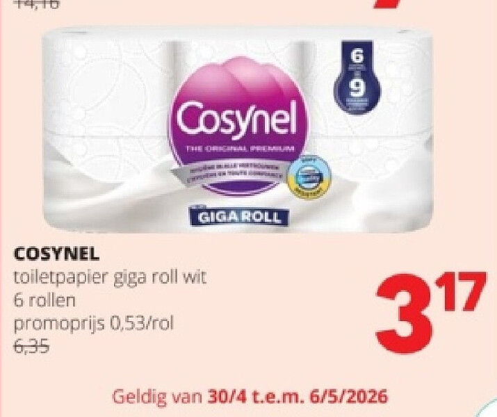 COSYNEL toiletpapier giga roll wit 6 rollen