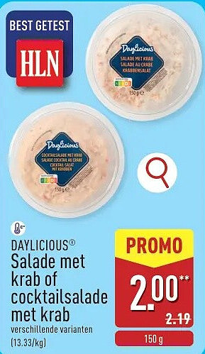 Salade met krab of cocktailsalade met krab