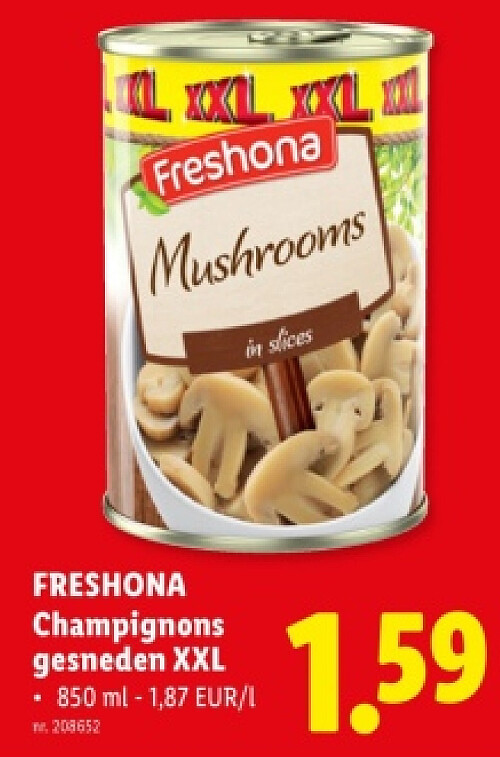 Champignons gesneden XXL