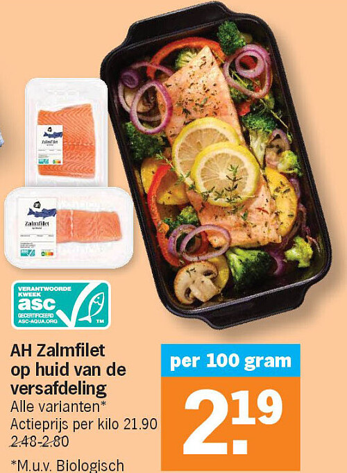 AH Zalmfilet op huid van de versafdeling