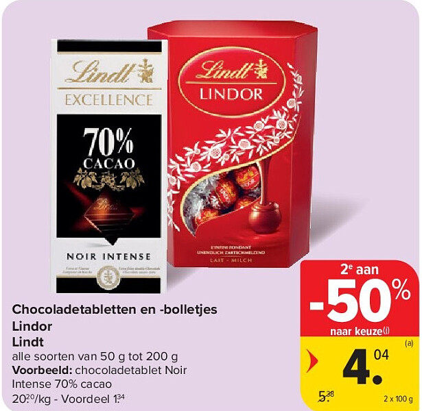 Chocoladetabletten en -bolletjes Lindor Lindt
