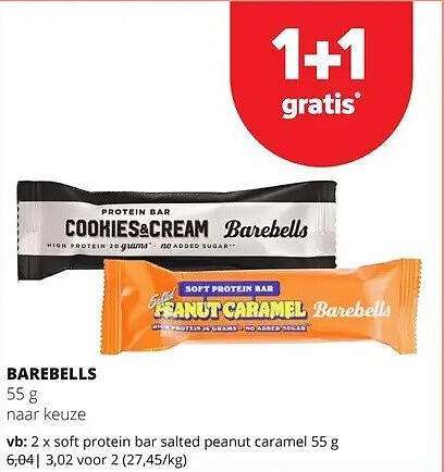 BAREBELLS soft protein bar salted peanut caramel 55 g