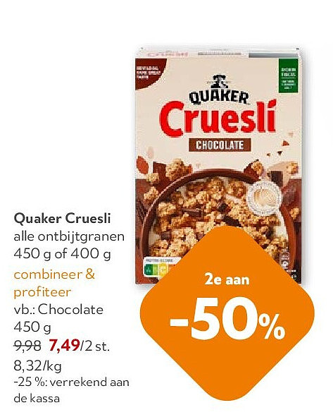 Quaker Cruesli alle ontbijtgranen 450 g
