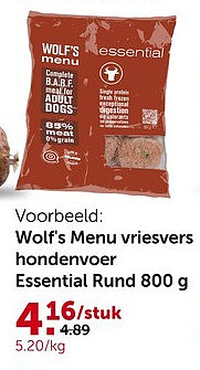 Wolf's Menu vriesvers hondenvoer Essential Rund 800 g
