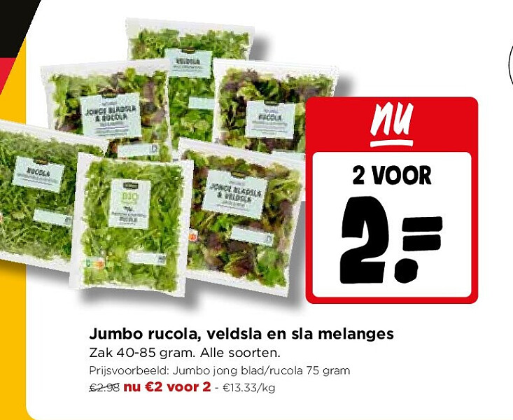 Jumbo rucola, veldsla en sla melanges