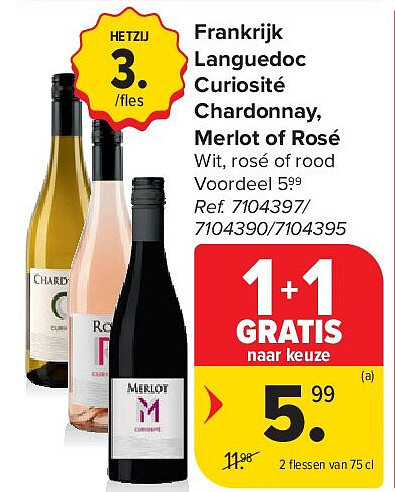 Frankrijk Languedoc Curiosité Chardonnay, Merlot of Rosé
