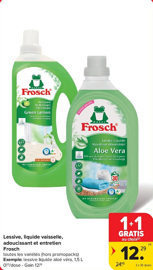 Lessive, liquide vaisselle, adoucissant et entretien Frosch 2 x 30 doses