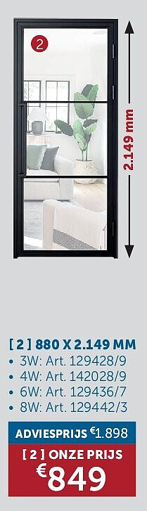 STALEN DEUR "TARA" 880 X 2.149 MM