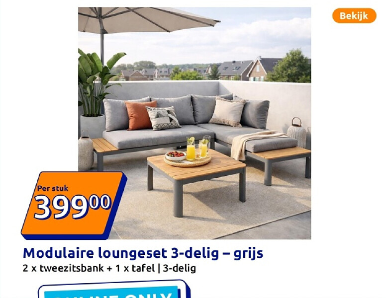 Modulaire loungeset 3-delig - grijs