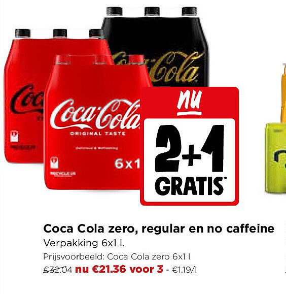Coca Cola zero, regular en no caffeine