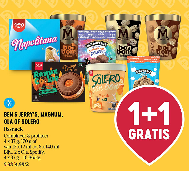 BEN & JERRY’S, MAGNUM, OLA OF SOLERO IJssnack