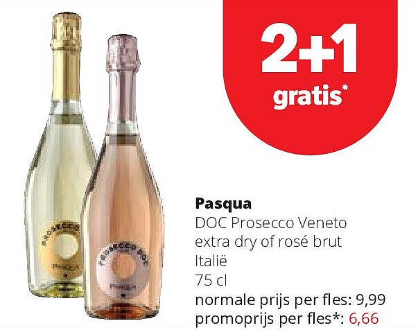 Pasqua DOC Prosecco Veneto extra dry of rosé brut Italië 75 cl