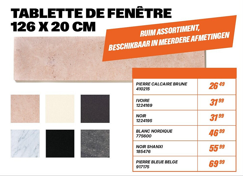 TABLETTE DE FENÊTRE 126 X 20 CM NOIR SHANXI