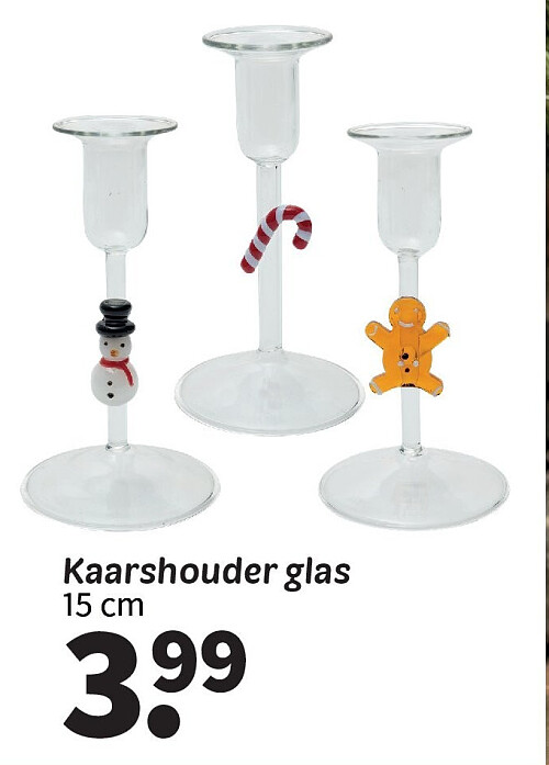 Kaarshouder glas 15 cm