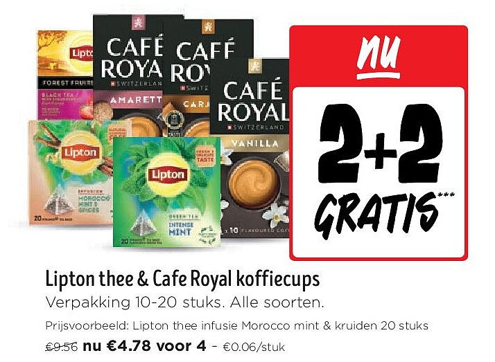 Lipton thee & Cafe Royal koffiecups