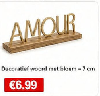 Decoratief woord met bloem -7 cm