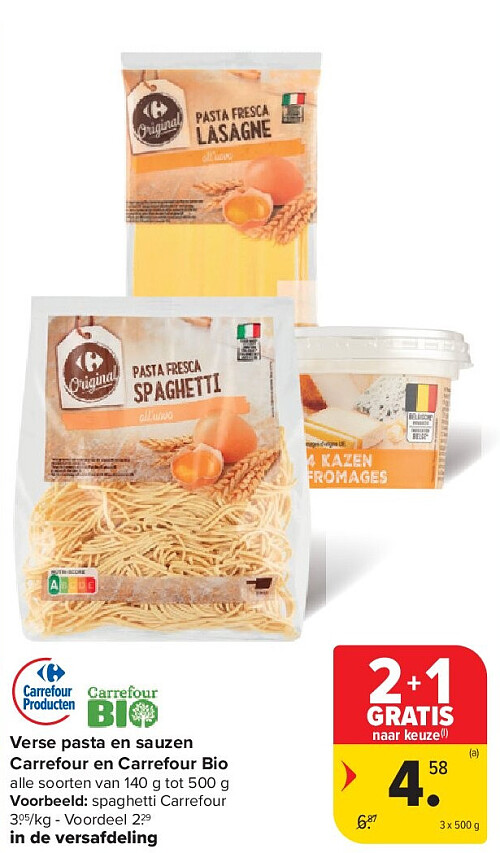 Verse pasta en sauzen Carrefour en Carrefour Bio