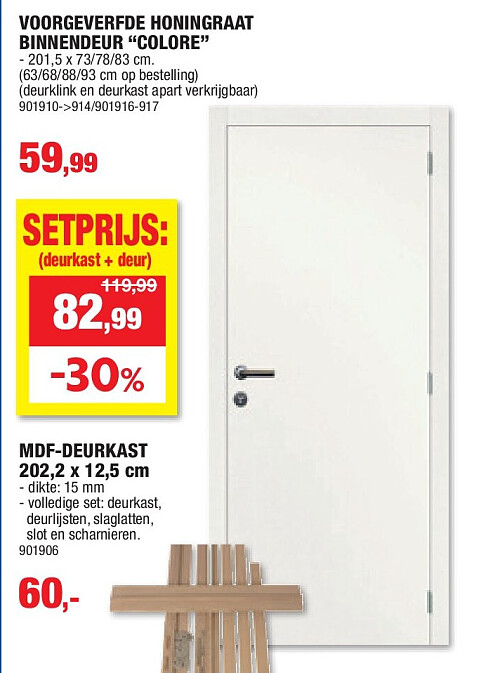 VOORGEVERFDE HONINGRAAT BINNENDEUR “COLORE”