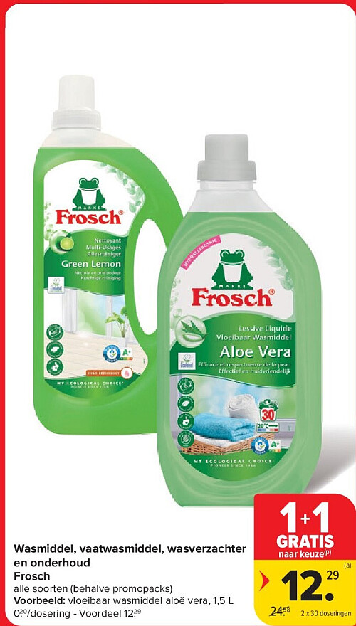 Wasmiddel, vaatwasmiddel, wasverzachter en onderhoud Frosch