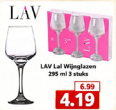 LAV Lal Wijnglazen 295 ml 3 stuks