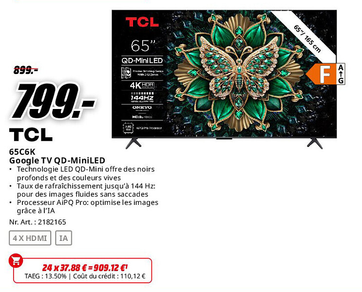 TCL 65C6K Google TV QD-MiniLED