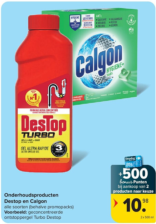 Onderhoudsproducten Destop en Calgon