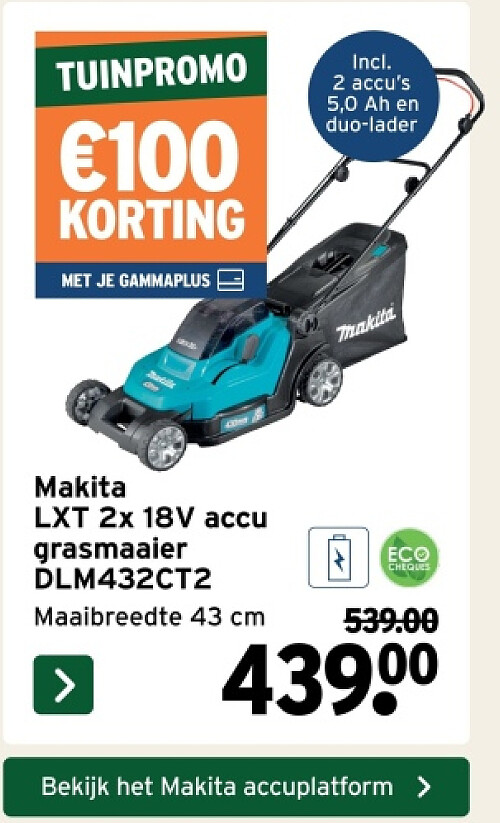 Makita LXT 2x 18V accu grasmaaier DLM432CT2