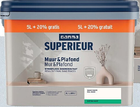 Peinture murale GAMMA SUPERIEUR RAL9003 extra mate 5+1 L