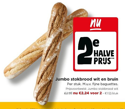 Jumbo stokbrood wit en bruin
