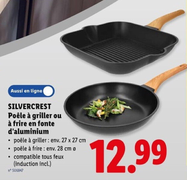 Poêle à griller ou à frire en fonte d'aluminium