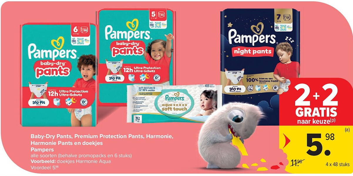 Baby-Dry Pants, Premium Protection Pants, Harmonie, Harmonie Pants en doekjes Pampers