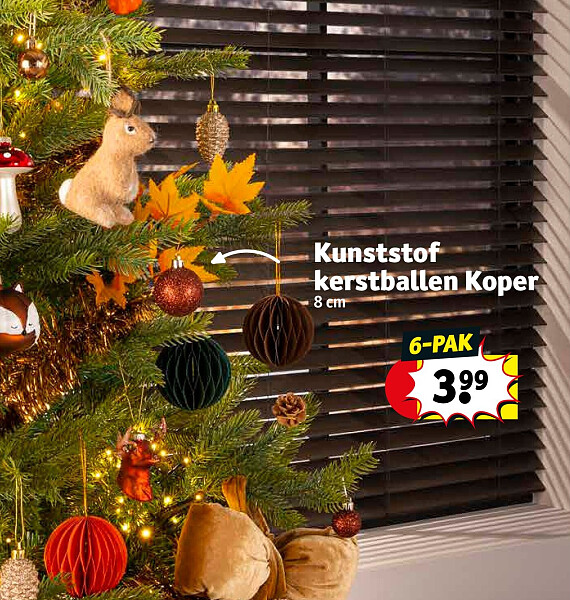 Kunststof kerstballen Koper