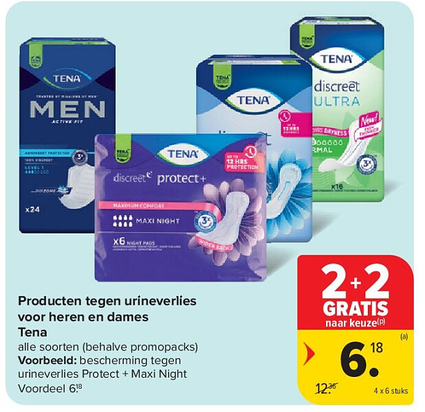Producten tegen urineverlies voor heren en dames Tena