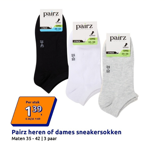 Pairz heren of dames sneakersokken