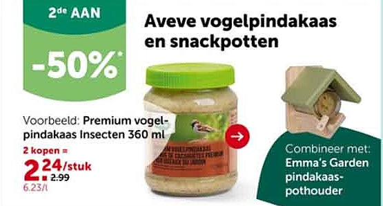 Premium vogel- pindakaas Insecten 360 ml