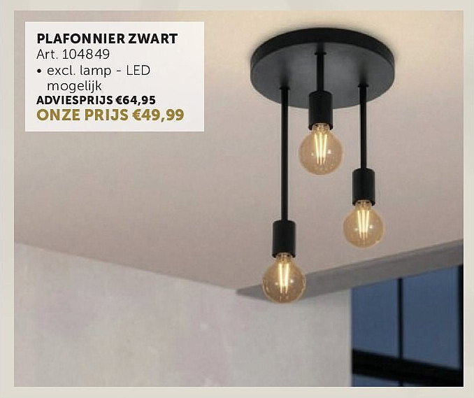PLAFONNIER ZWART