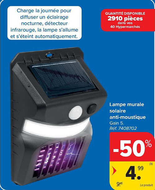 Lampe murale solaire anti-moustique