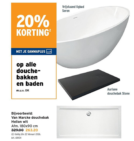 Van Marcke douchebak Helion wit