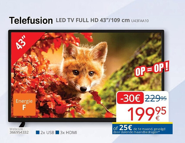Telefusion LED TV FULL HD 43’’/109 cm U43FAA10
